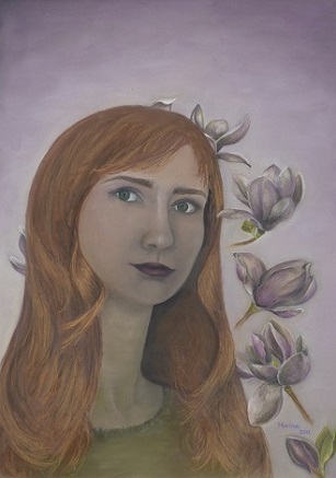 Een zelfportret uit 2008 met magnolia's