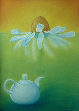 Verse pot met kamillethee