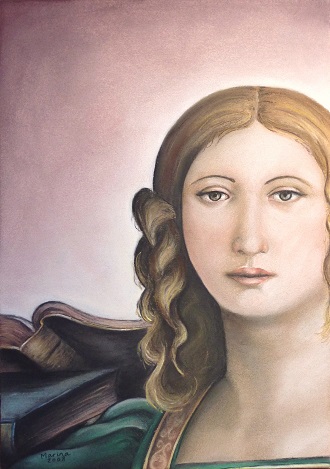 Een engel uit een schilderij van Girolamo dei Libri uit Verona gebruikt als inspiratie voor deze tekening